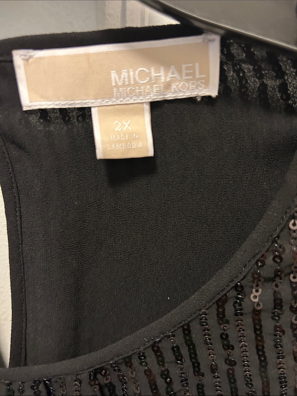 Michael Kors Black Sequin Flutter Sleeve Blouse - Picture 2 of 3